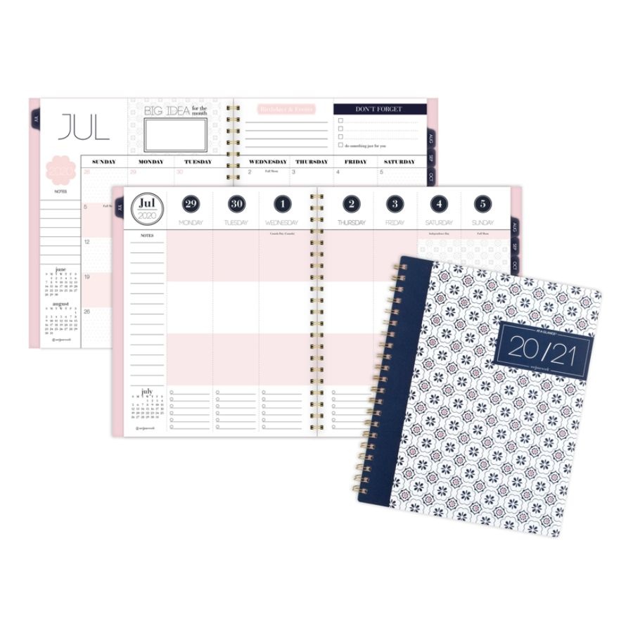 slide 2 of 5, See Jane Work Die-Cut Academic Weekly/Monthly Planner, 8-1/2'' X 11'', Navy Geometric, July 2020 To June 2021, Sj102-905A, 1 ct