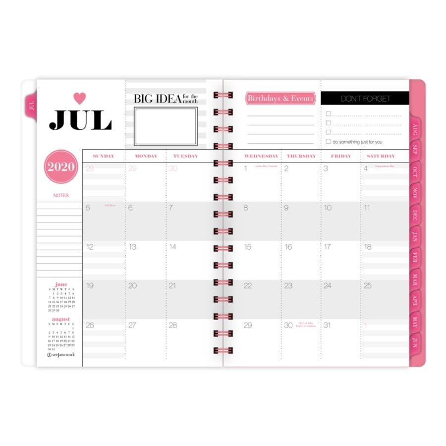 slide 4 of 6, See Jane Work Die-Cut Academic Weekly/Monthly Planner, 5-1/2'' X 8-1/2'', Black/White, July 2020 To June 2021, Sj103-200A, 1 ct