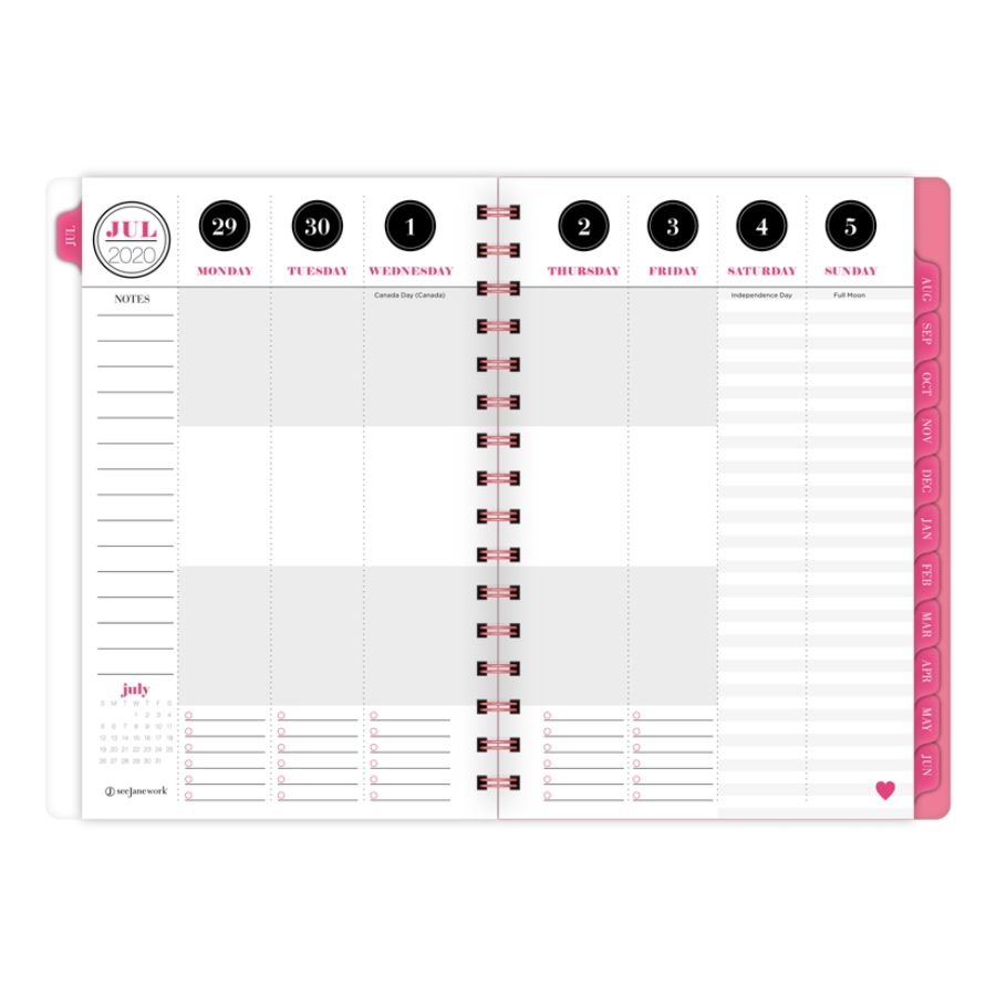 slide 6 of 6, See Jane Work Die-Cut Academic Weekly/Monthly Planner, 5-1/2'' X 8-1/2'', Black/White, July 2020 To June 2021, Sj103-200A, 1 ct