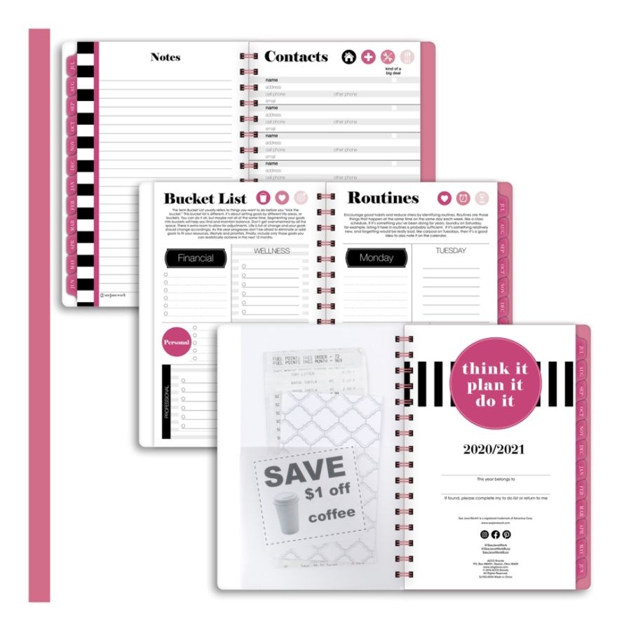 slide 2 of 6, See Jane Work Die-Cut Academic Weekly/Monthly Planner, 5-1/2'' X 8-1/2'', Black/White, July 2020 To June 2021, Sj103-200A, 1 ct