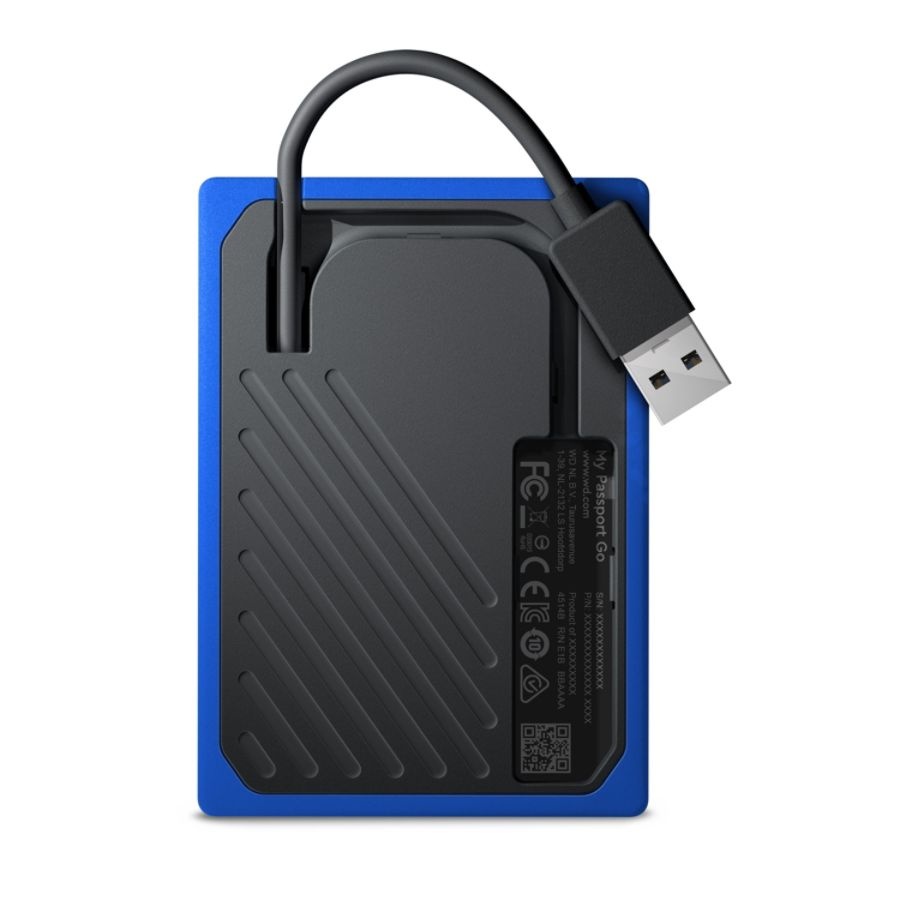 slide 2 of 3, Western Digital My Passport Go Portable External Solid State Drive, 2Tb, Wdbmcg0020Bbt-Wesn, Black/Cobalt, 1 ct