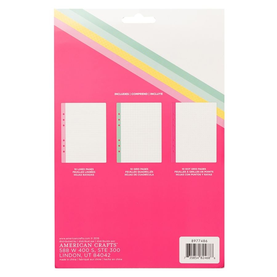 slide 2 of 2, American Crafts Damask Love Colorfun Planner Refill Pages, 6'' X 8'', Lined/Dotted/Grid, Pack Of 30 Pages, 30 ct