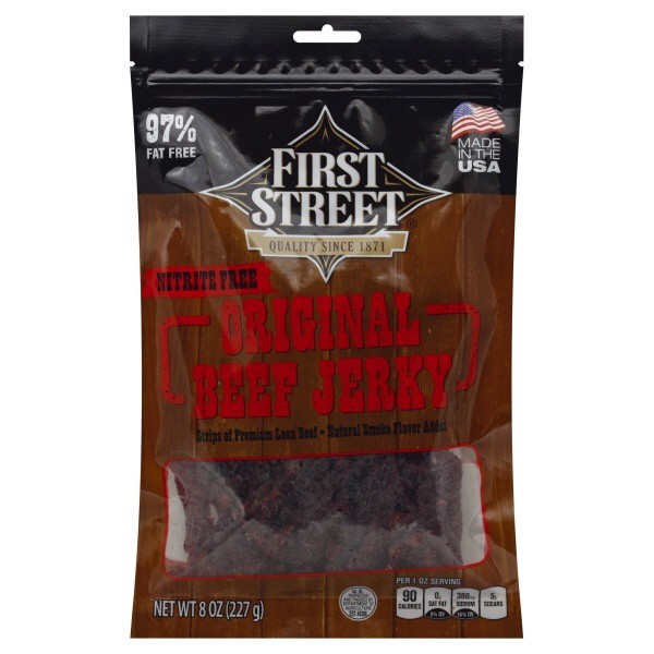 slide 1 of 1, FIRST STREET Beef Jerky - 8 oz, 8 oz