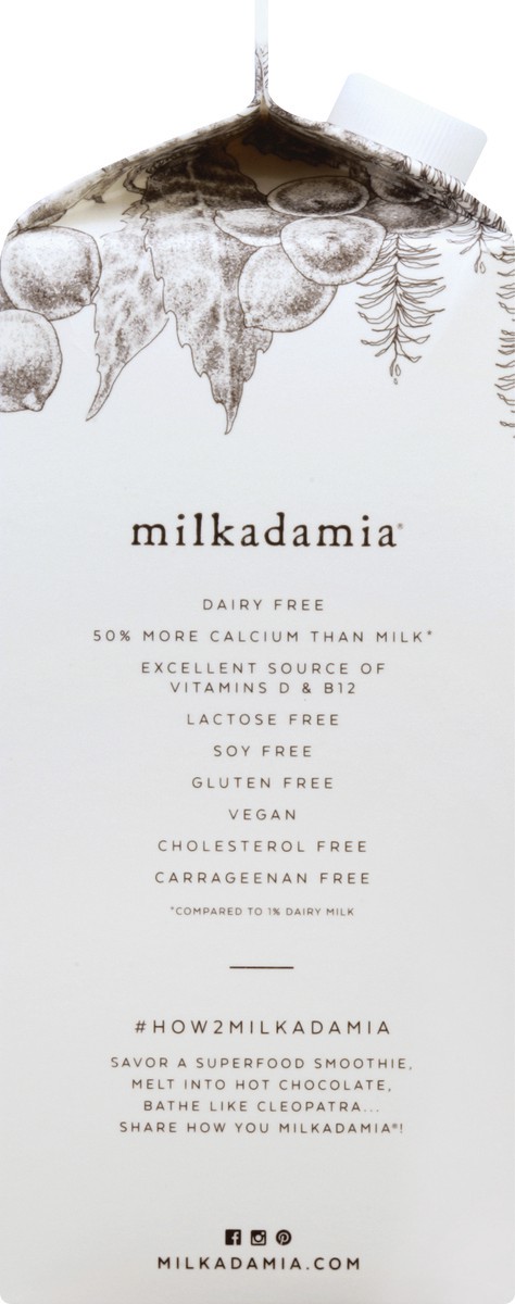 slide 7 of 9, Milkadamia Unsweetened Macademia Milk, 1/2 gal