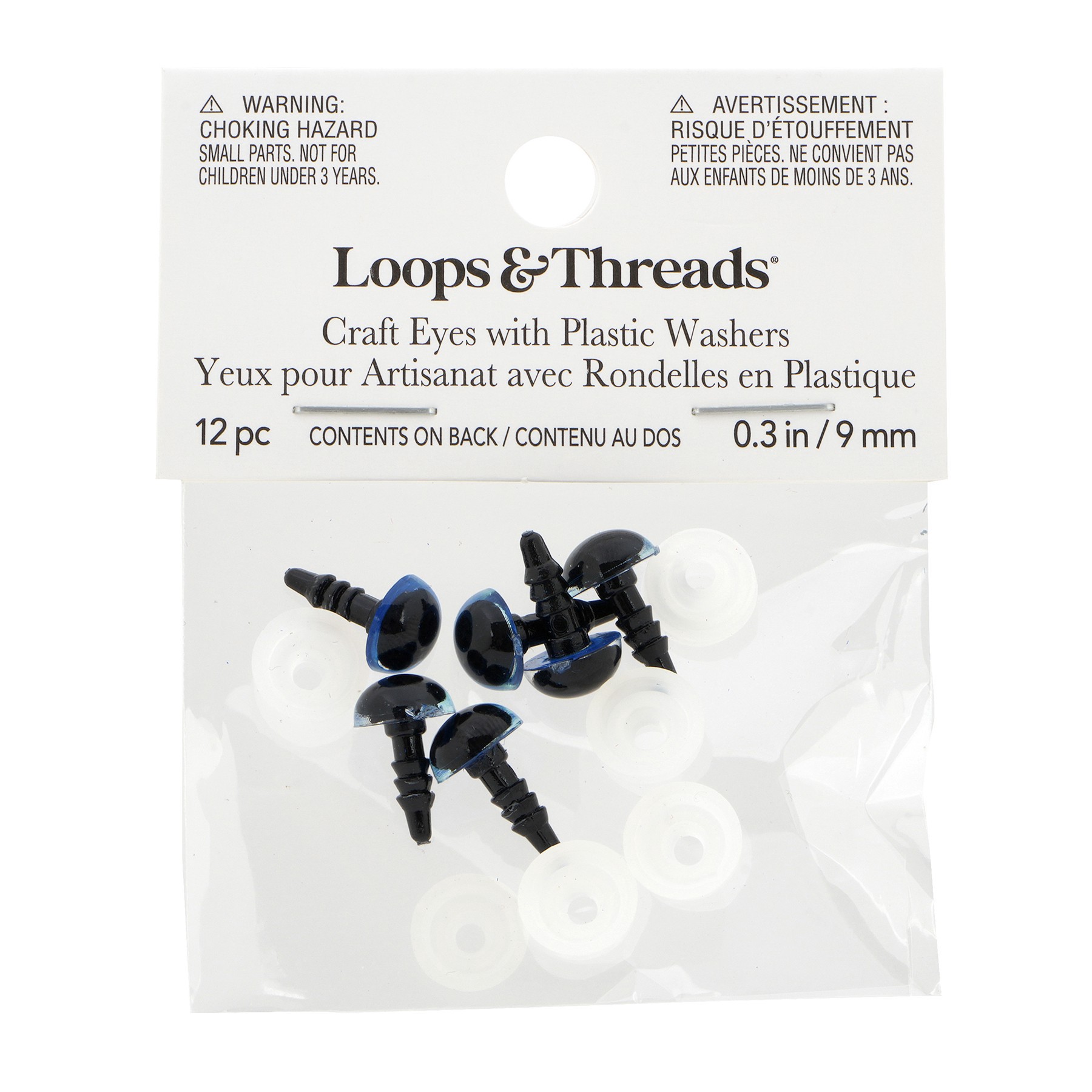 slide 2 of 2, 9mm Blue Craft Eyes, 6ct. By Loops & Threads, 9 mm