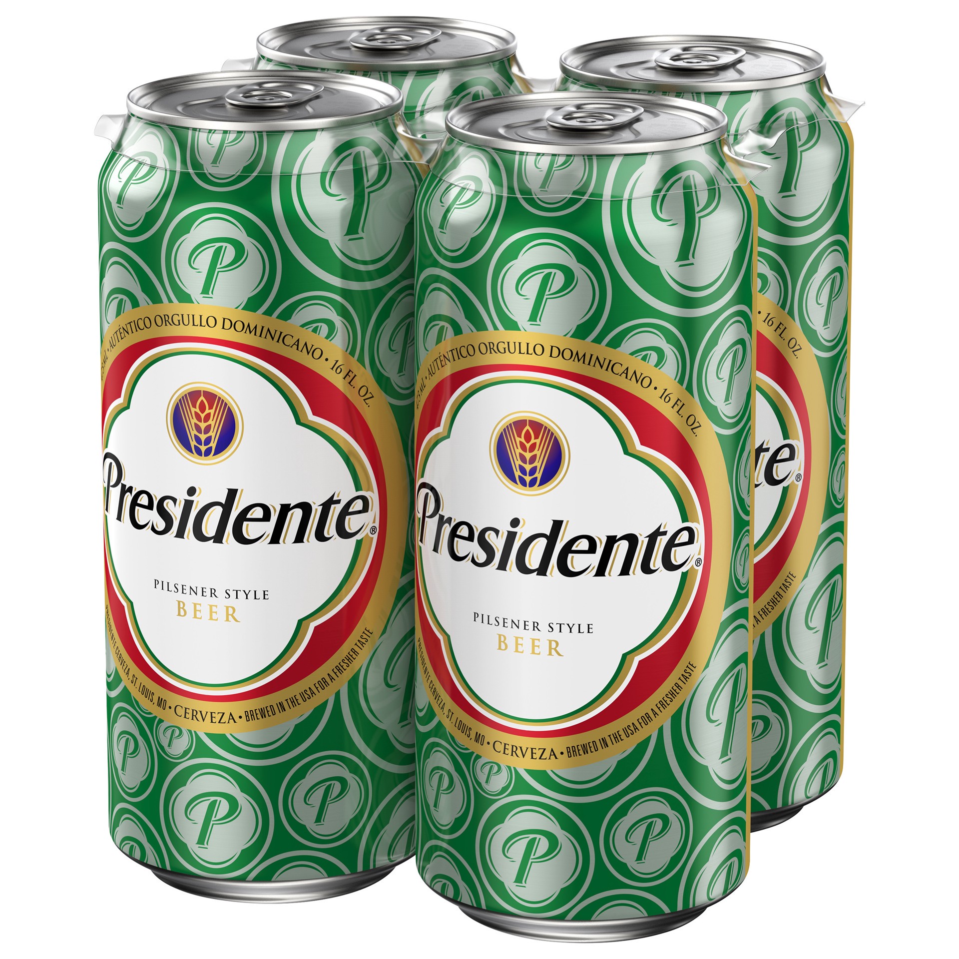 slide 3 of 4, Presidente Pilsener Style Beer, 4-16 fl. oz. Cans, 16 fl oz