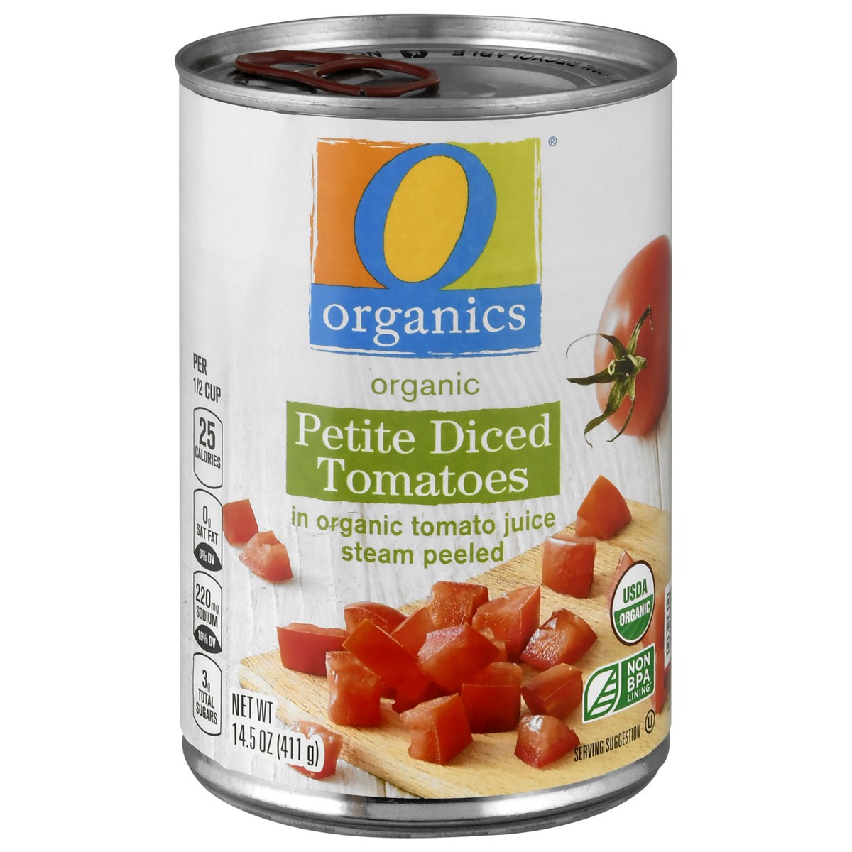 slide 1 of 9, O Organics Organic Petite Diced Tomatoes, 