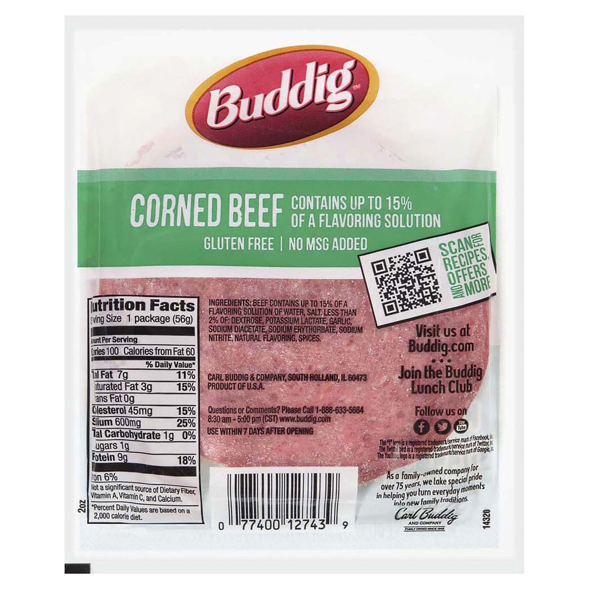 slide 2 of 2, Buddig Corned Beef 2 oz, 2 oz