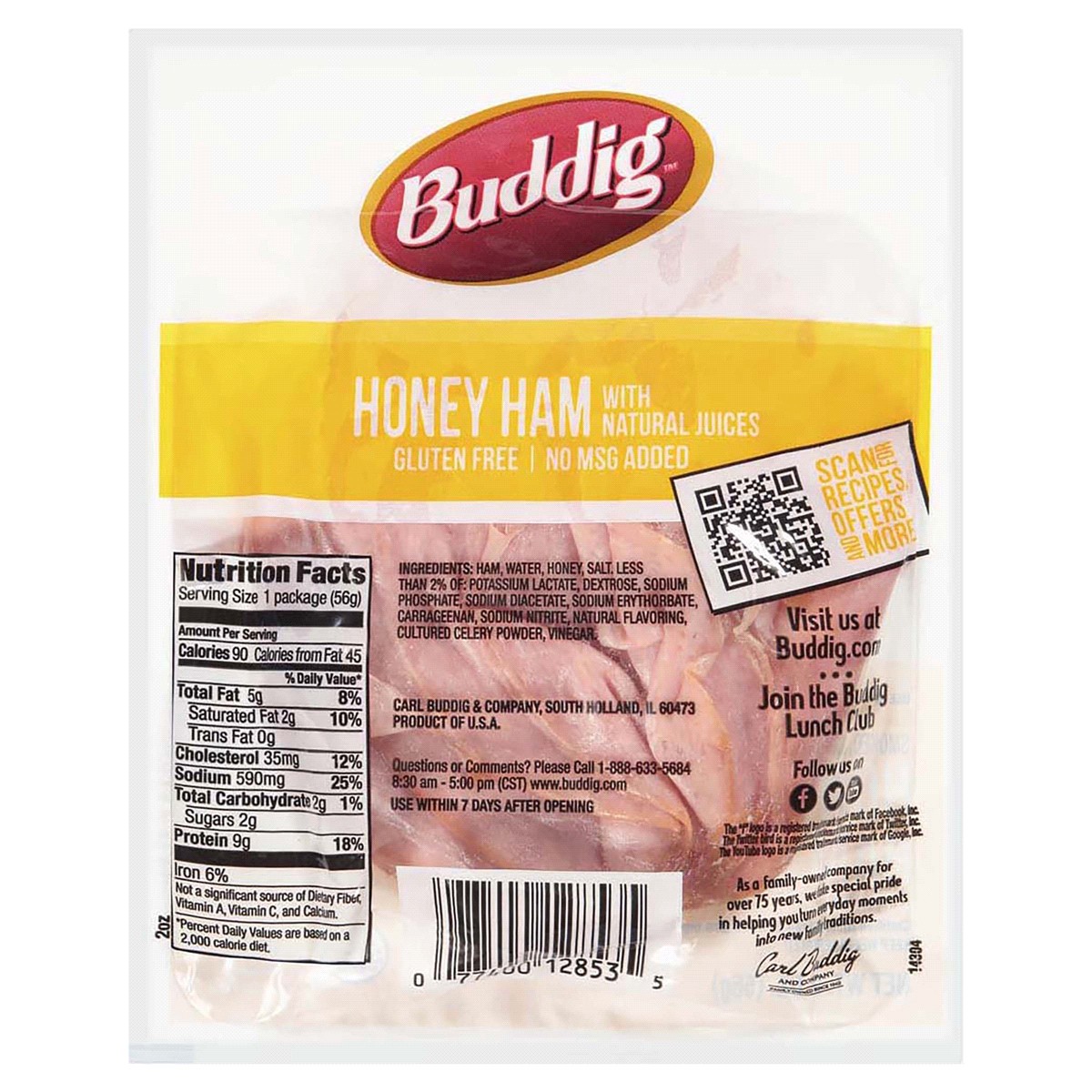 slide 2 of 2, Buddig Honey Ham Lunch Meat 2oz, 2 oz