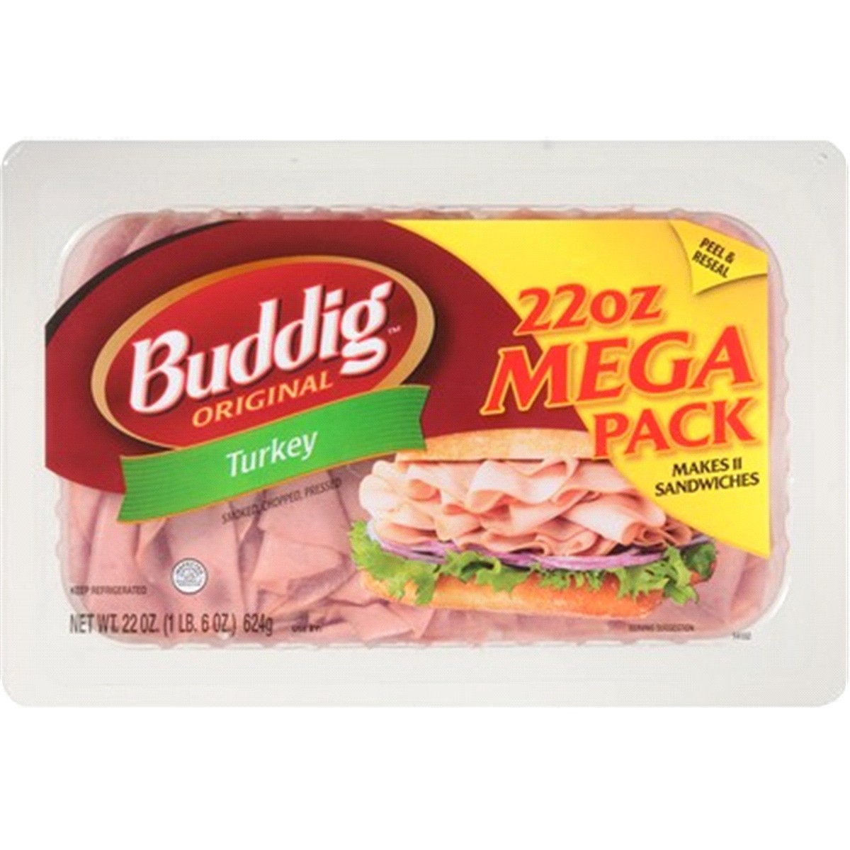 slide 1 of 1, Buddig Smoked Turkey MEGA Pack 22oz, 22 oz