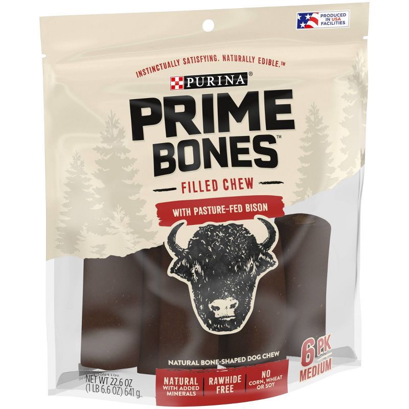 slide 4 of 5, Prime Bones Femur Bison Chewy Dog Treat -22.6oz - M, 22.6 oz