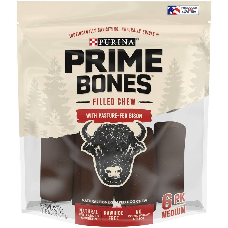 slide 1 of 5, Prime Bones Femur Bison Chewy Dog Treat -22.6oz - M, 22.6 oz