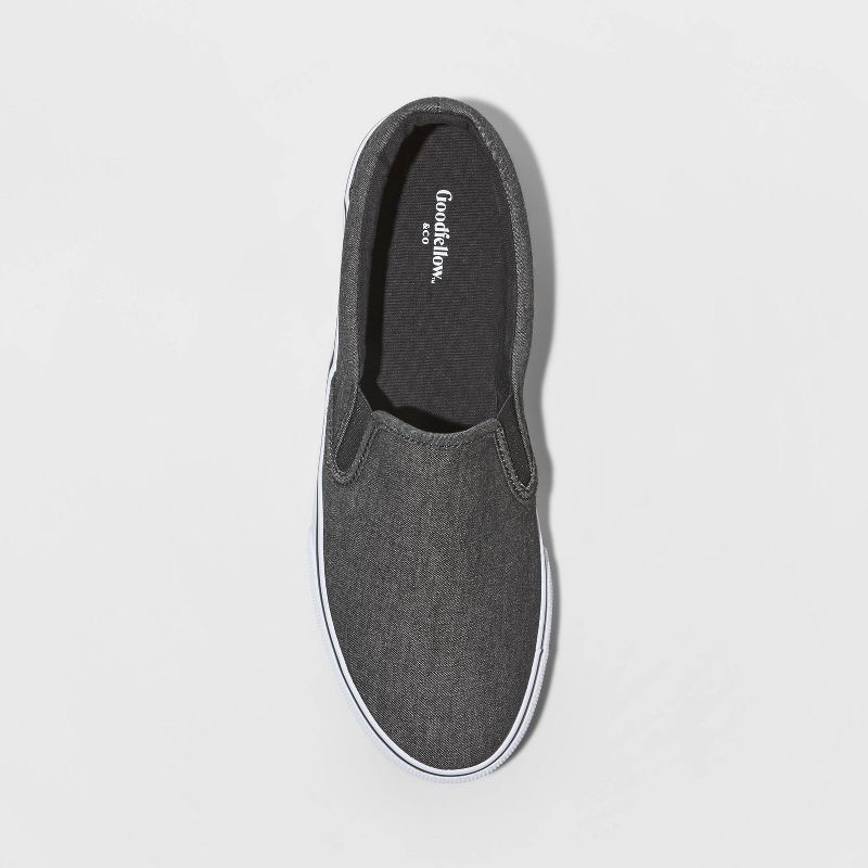 slide 3 of 3, Men's Phillip Twin Gore Sneakers - Goodfellow & Co™ Charcoal 8: Slip-On, Padded Collar, Non-Marking Outsole, 1 ct