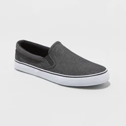Men's Phillip Twin Gore Sneakers - Goodfellow & Co™ Charcoal 10: Slip-On, Padded Collar, Non-Marking Rubber Outsole