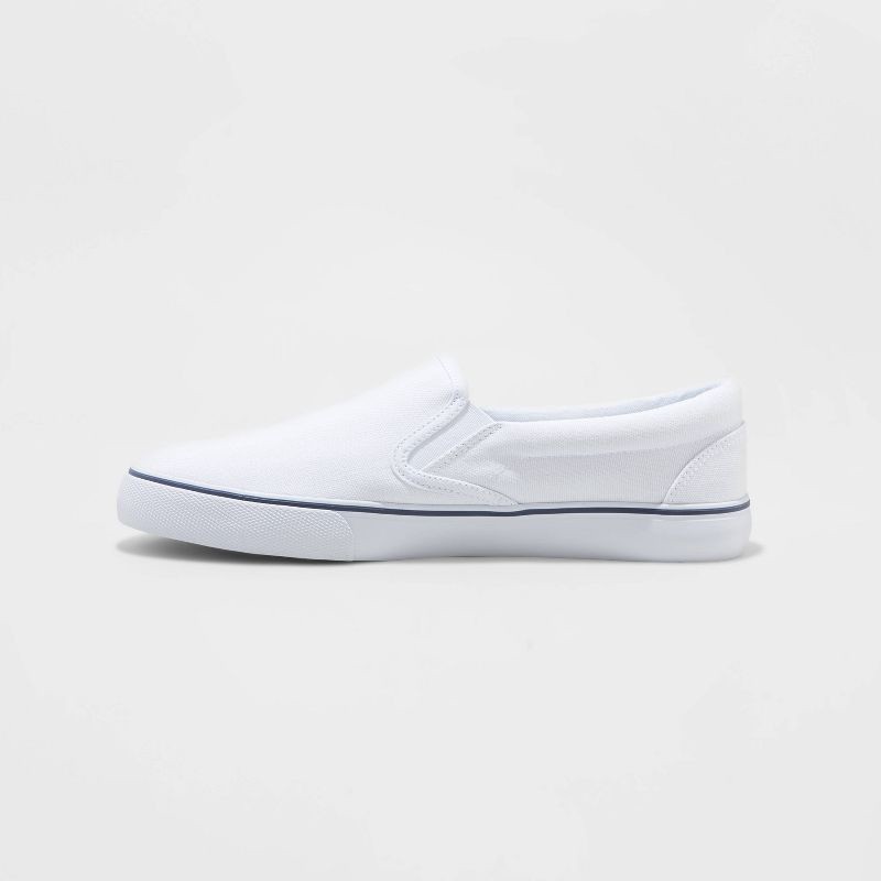 slide 2 of 6, Men's Phillip Twin Gore Sneakers - Goodfellow & Co™ White 7: Slip-On Canvas Low Top, Padded Collar, Non-Marking Rubber Sole, 1 ct