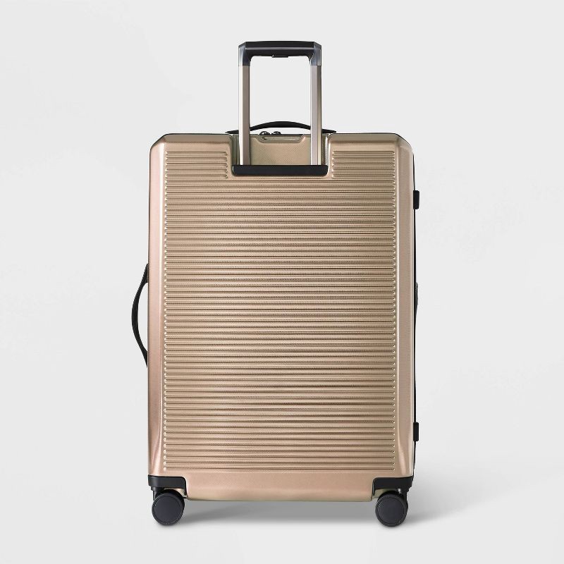 slide 9 of 9, Signature Hardside Large Checked Spinner Suitcase Champagne - Open Story, 1 ct