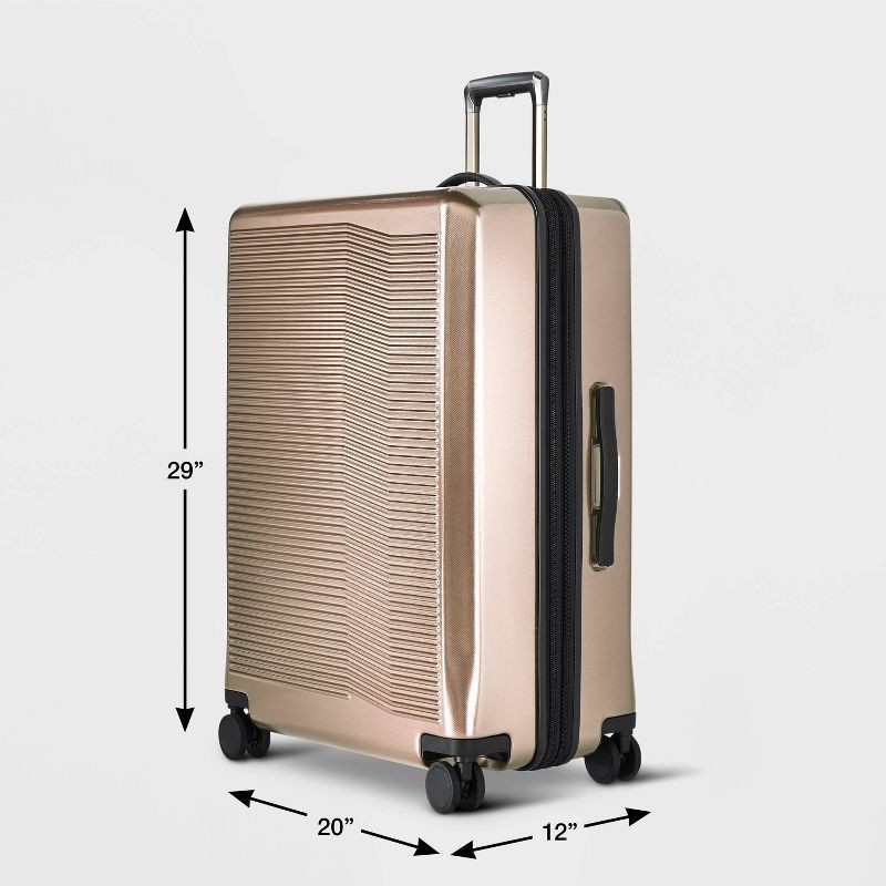 slide 8 of 9, Signature Hardside Large Checked Spinner Suitcase Champagne - Open Story, 1 ct