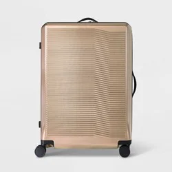 Signature Hardside Large Checked Spinner Suitcase Champagne - Open Story