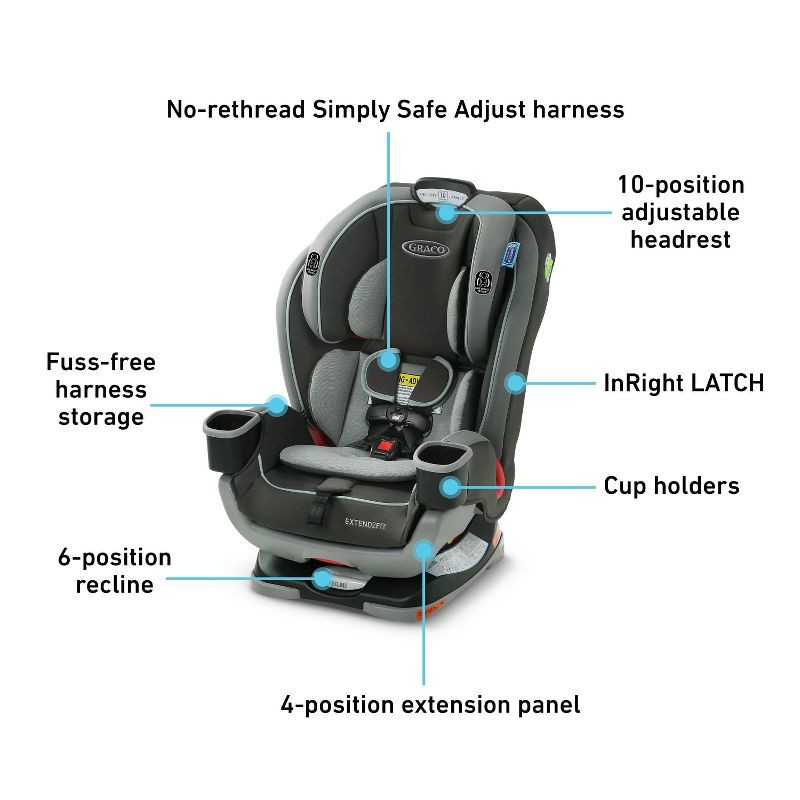 slide 8 of 8, Graco Extend2Fit 3-in-1 Car Seat - Bay Village, 1 ct