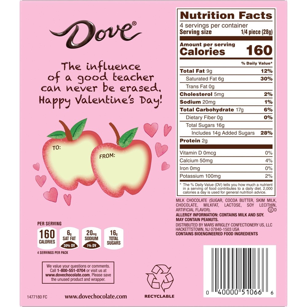 slide 7 of 7, Dove Chocolate Dove Valentine's Solid Milk Chocolate Teacher Gift, 4 oz