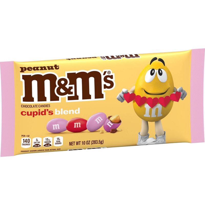 slide 10 of 11, M&M's Peanut Milk Chocolate Valentine's Day Candy Assortment Bag, Red, Pink and White Candies - 10oz, 10 oz