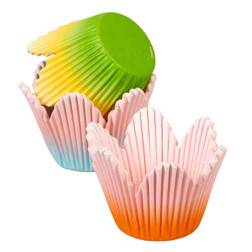 slide 4 of 4, Wilton Paper Ombre Petal Baking Cups, 72 ct