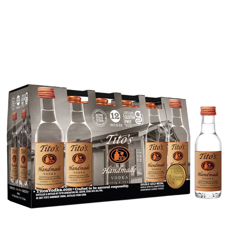 slide 1 of 7, Tito's Handmade Vodka - 12pk/50ml Bottles, 12 ct; 50 ml