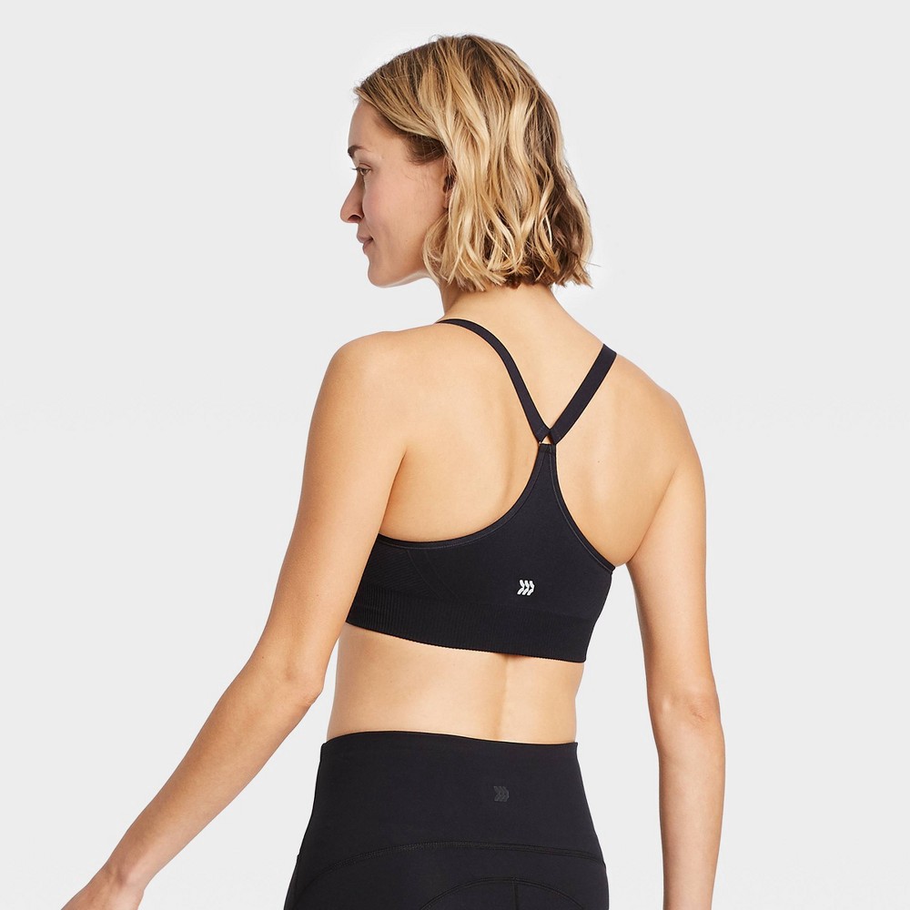 Women's Seamless Medium Support Cami Longline Sports Bra - All In Motion™  Black XL 1 ct