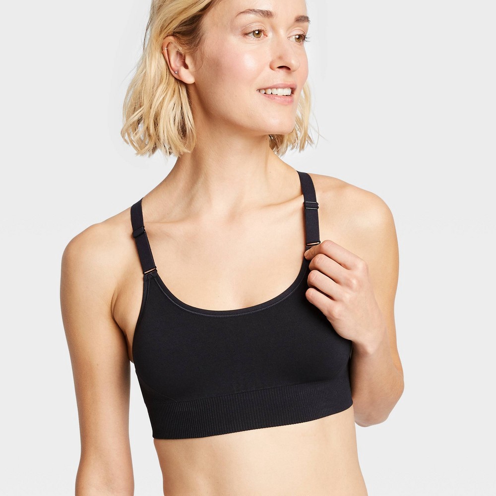 Women's Medium Support Seamless Cami Sports Bra - All in Motion Black S 1 ct
