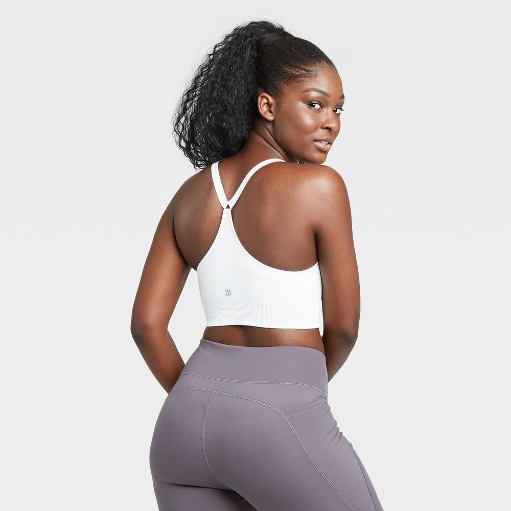 Women's Medium Support Seamless Cami Sports Bra - All in Motion True White  XL 1 ct