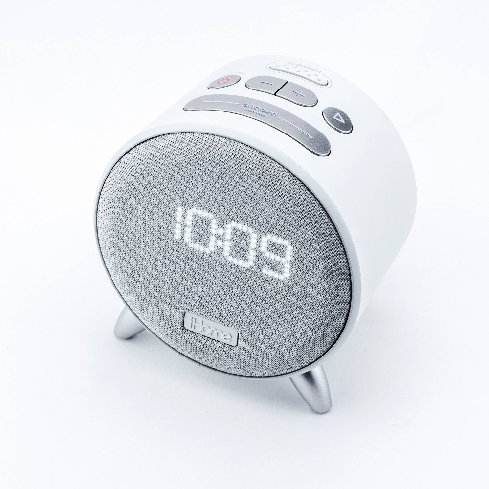 slide 2 of 12, iHome Bluetooth Alarm Clock with Dual USB Charging and Nightlight - White/White, 1 ct