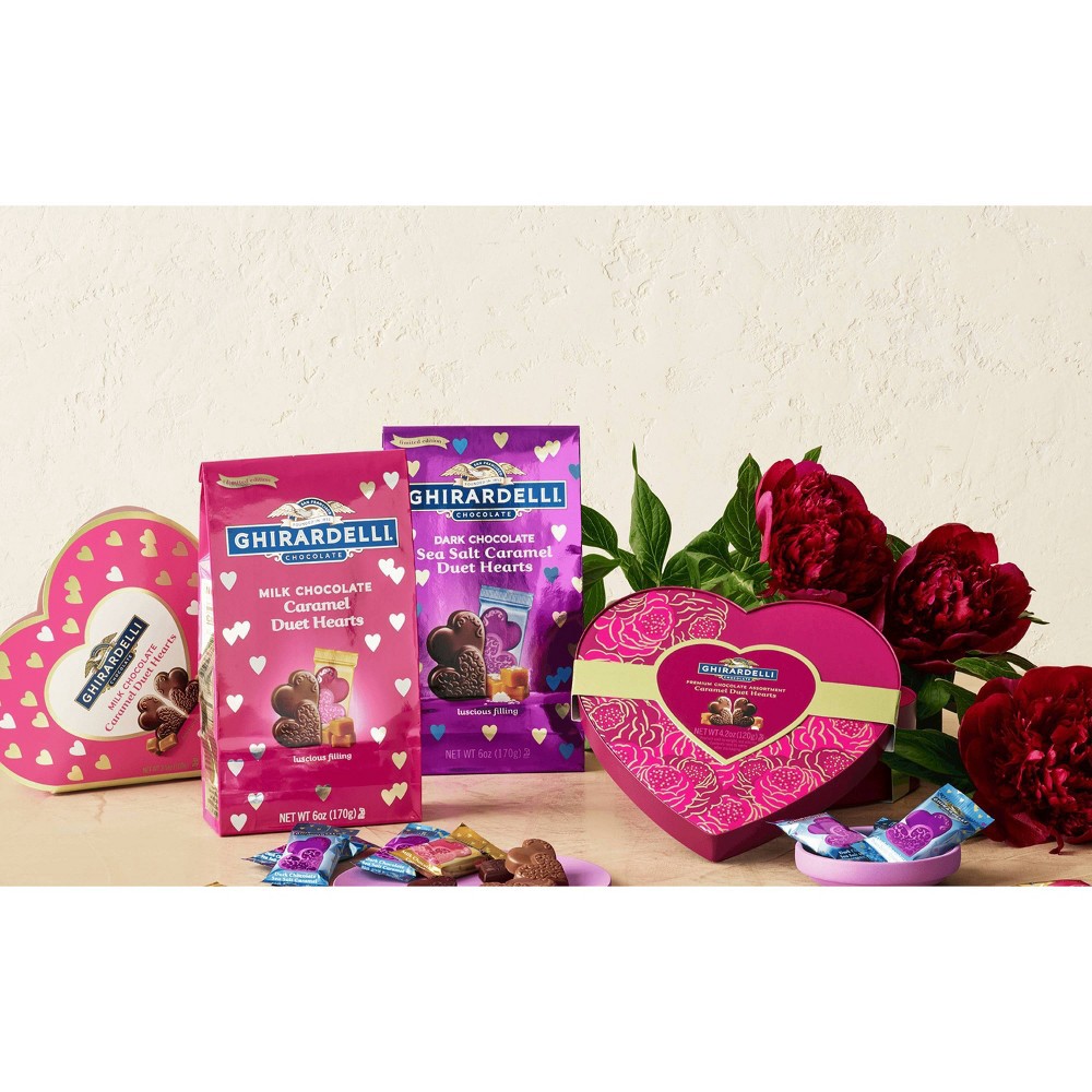 slide 4 of 4, Ghirardelli Valentine's Dark & Sea Salt Caramel Heart Tween Bag, 4.9 oz