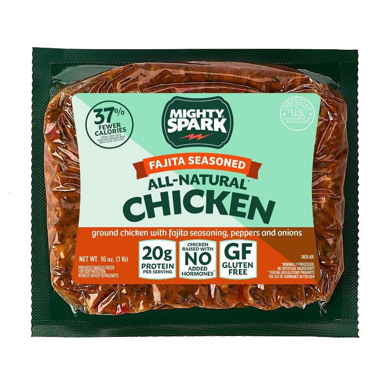 slide 1 of 3, Mighty Spark Food Co. Mighty Spark Fajita Seasoned Ground Chicken - 16oz, 16 oz