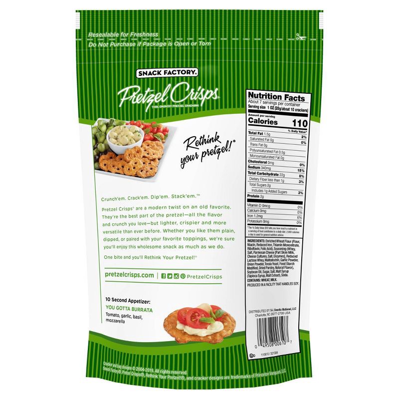 slide 2 of 12, Snack Factory Garlic Parmesan Pretzel Crisps - 7.2oz, 7.2 oz