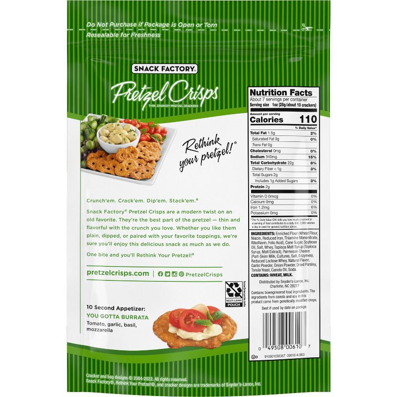 slide 4 of 12, Snack Factory Garlic Parmesan Pretzel Crisps - 7.2oz, 7.2 oz