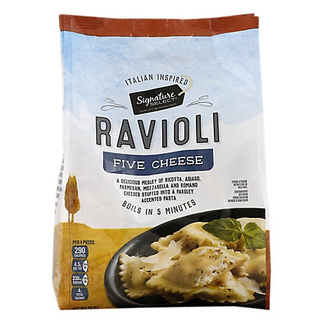 slide 1 of 1, Signature Select Frozen Food 5 Cheese Ravioli, 25 oz