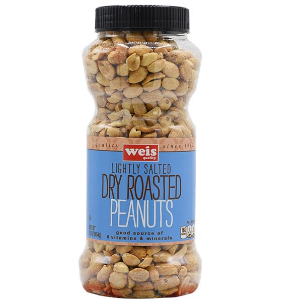 slide 1 of 1, Weis Quality Lightly Salted Dry Roasted Peanuts, 16 oz