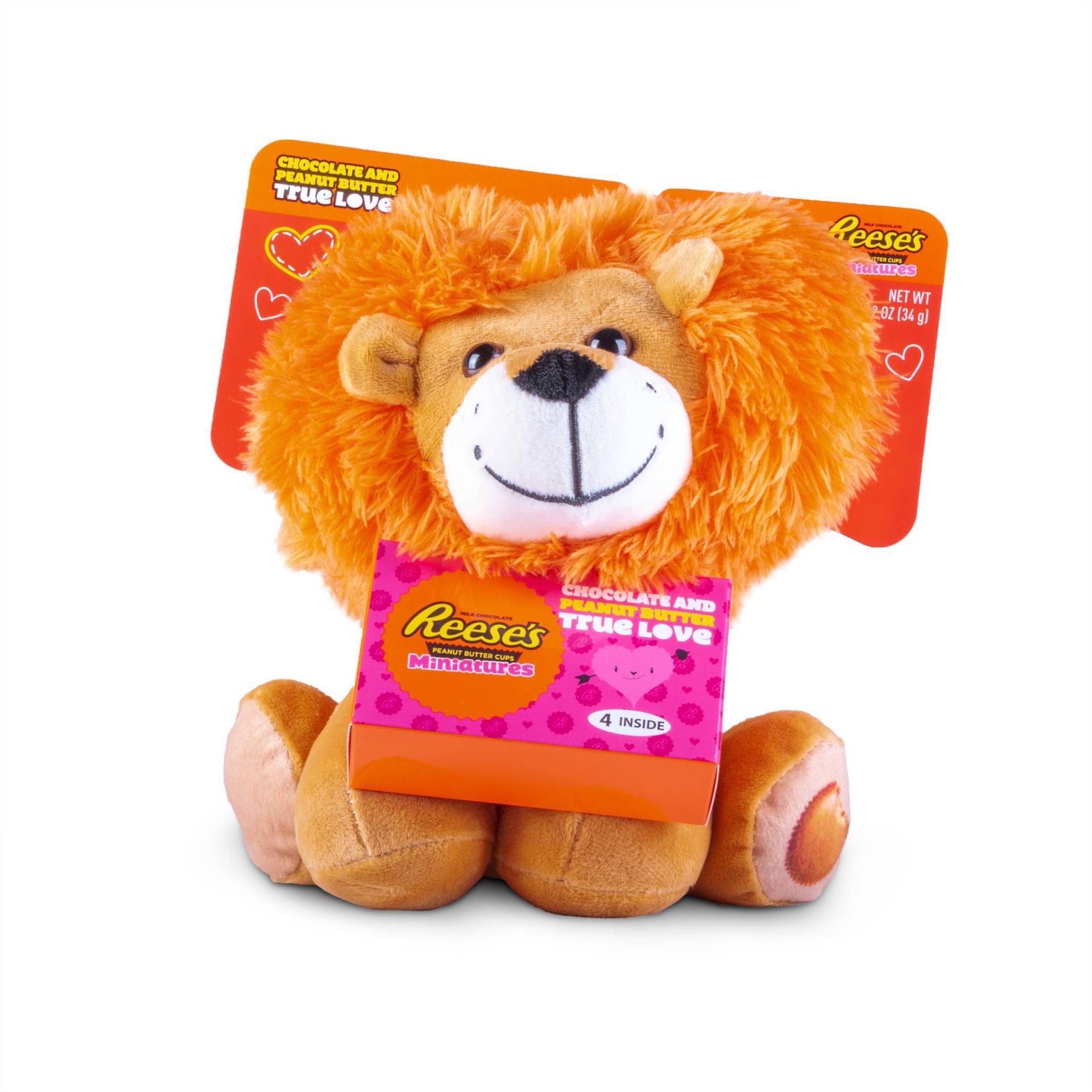slide 1 of 3, Galerie Valentine's Day Lion with Reese's Miniatures, 1.2 oz