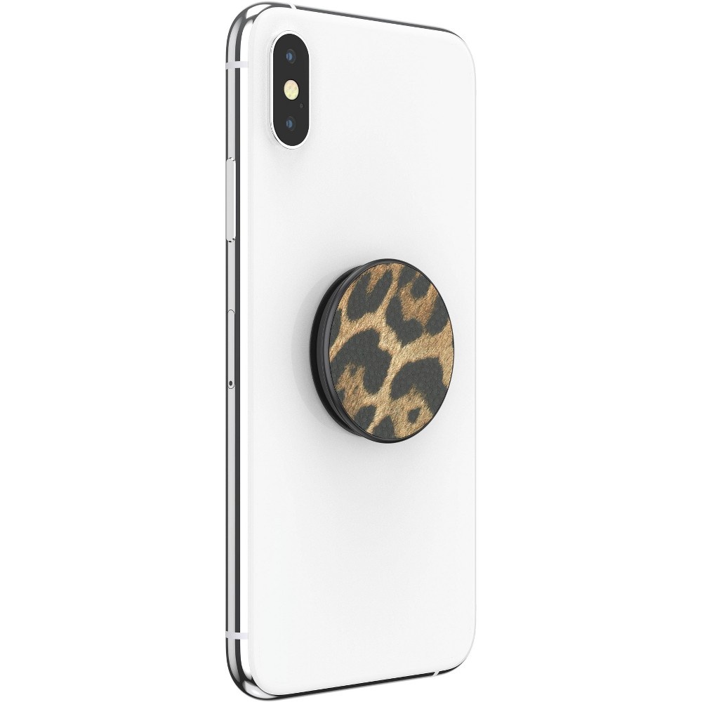 slide 4 of 5, PopSockets PopGrip Cell Phone Grip & Stand - Vegan Leather Leopard, 1 ct