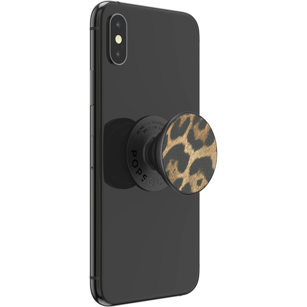 slide 5 of 5, PopSockets PopGrip Cell Phone Grip & Stand - Vegan Leather Leopard, 1 ct