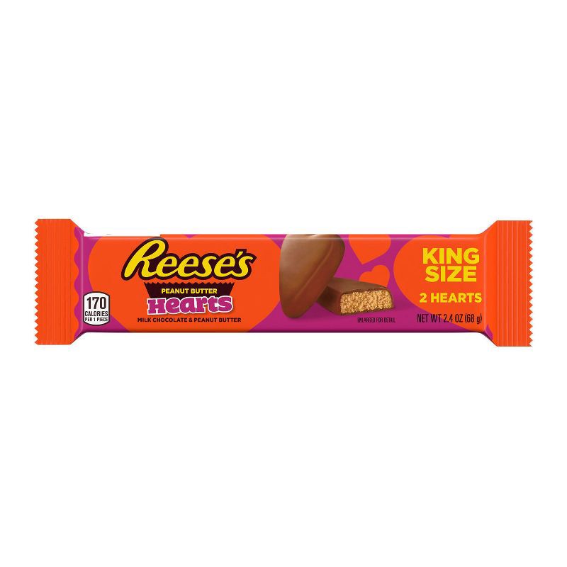 slide 2 of 7, Reese's Valentine's Day Peanut Butter Candy King Size - 2.4oz/2ct, 2.4 oz, 2 ct