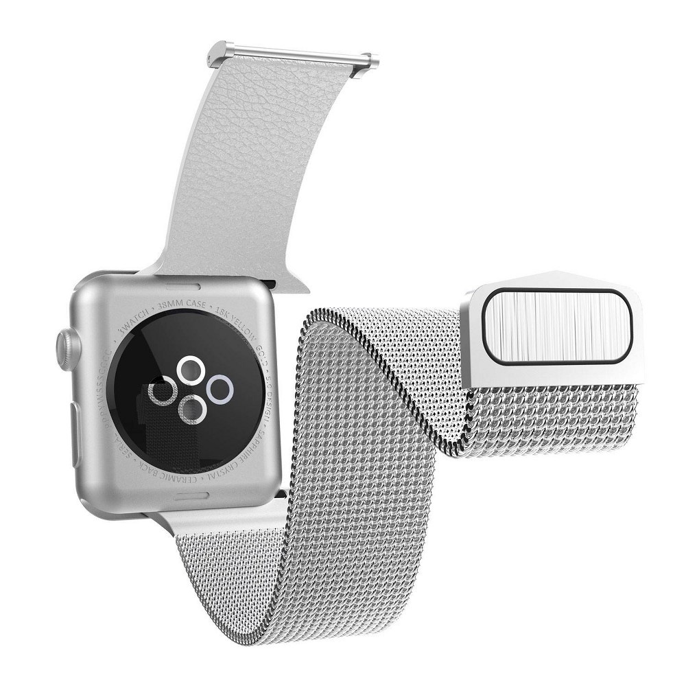 slide 3 of 3, X-Doria Hybrid Mesh for Apple Watch - Silver/White 38-40mm, 1 ct