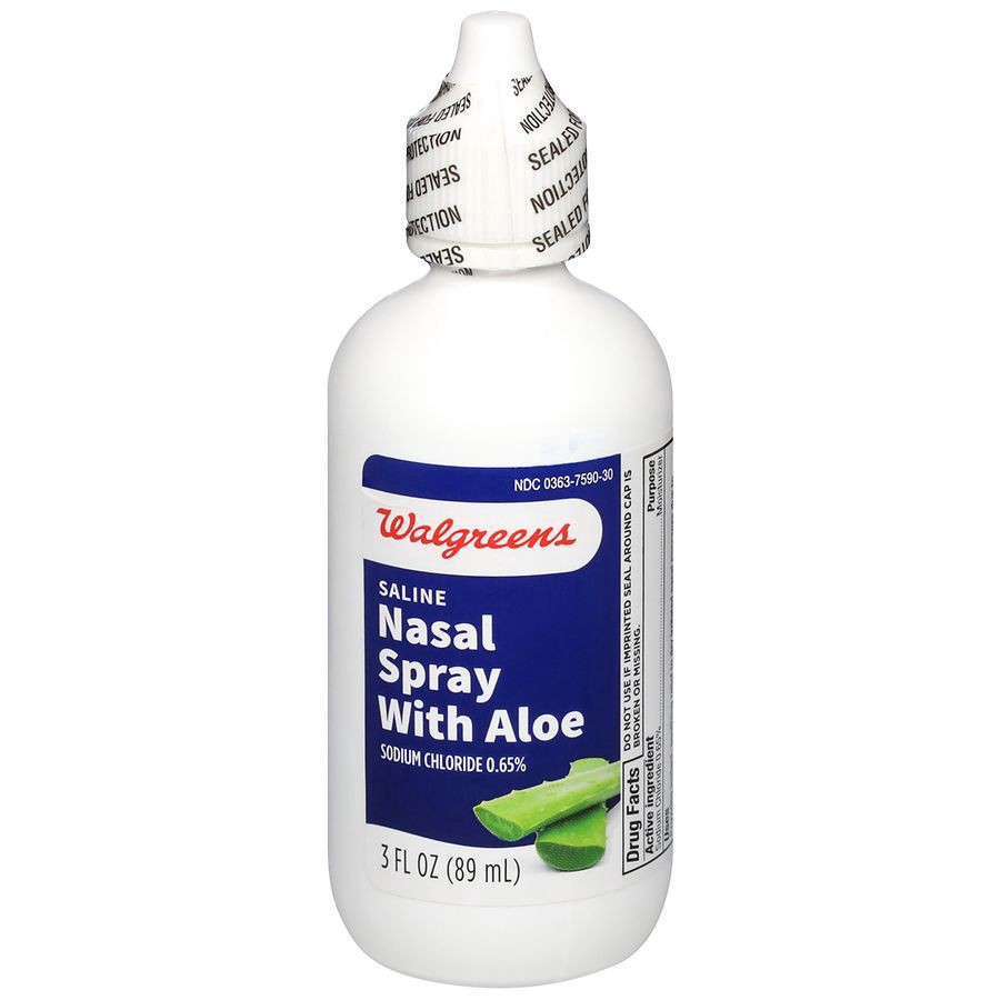 slide 1 of 4, Walgreens Saline Nasal Spray With Aloe, 3 fl oz