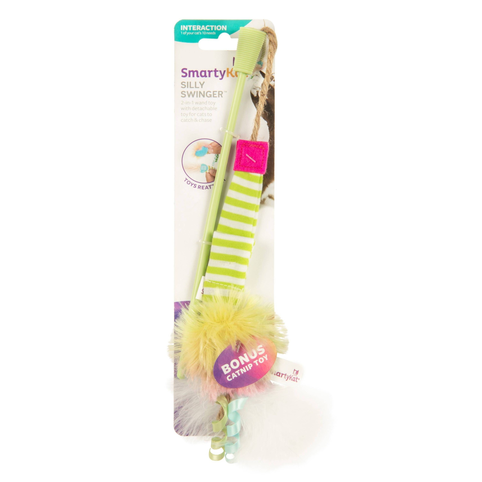 slide 1 of 6, SmartyKat Silly Swinger Cat Toy Wand, 1 ct