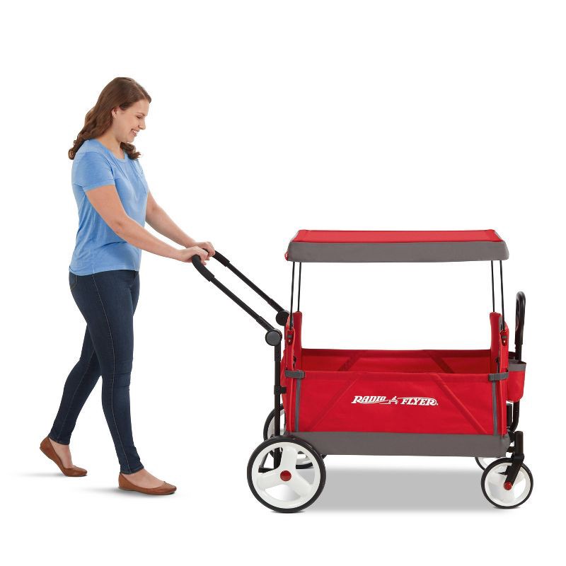 slide 5 of 18, Radio Flyer Convertible Kid & Cargo Stroller Wagon with Canopy: Steel & Plastic Frame, 1 ct