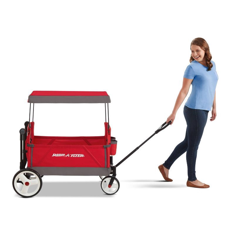 slide 6 of 18, Radio Flyer Convertible Kid & Cargo Stroller Wagon with Canopy: Steel & Plastic Frame, 1 ct