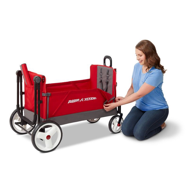 slide 9 of 18, Radio Flyer Convertible Kid & Cargo Stroller Wagon with Canopy: Steel & Plastic Frame, 1 ct