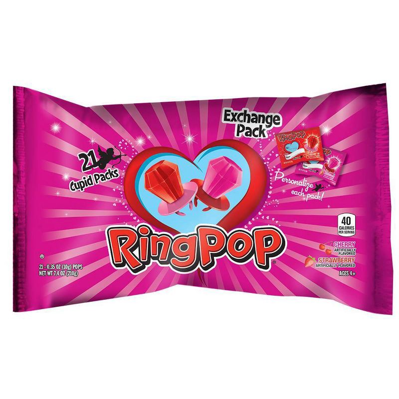 slide 1 of 4, Ring Pop Valentine's Laydown Bag - 7.4oz/21ct, 7.4 oz, 21 ct