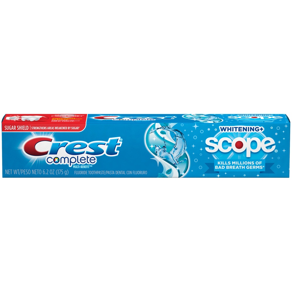 slide 2 of 3, Crest Complete Whitening + Scope Cool Multi-Benefit Toothpaste - Peppermint, 6.2 oz