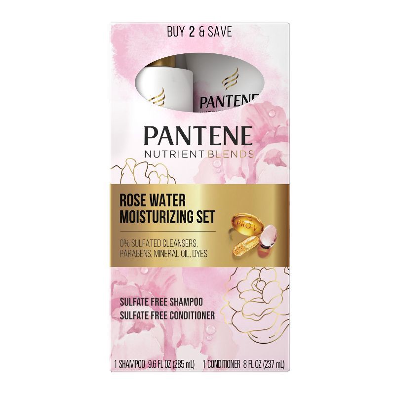 slide 2 of 9, Pantene Sulfate Free Rose Water Shampoo and Conditioner Dual Pack, Nutrient Blends - 17.6 fl oz, 17.6 fl oz